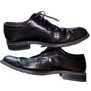 Florsheim Shoes Mens 12 M Oxford Black Leather Square Toe Lace Up Cuban Casual
